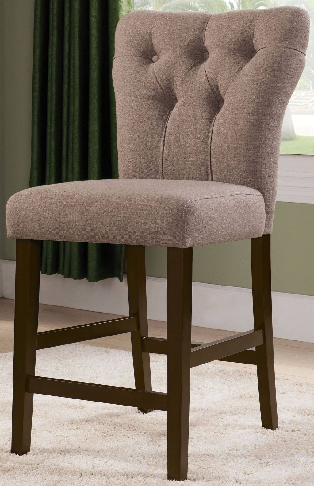 Light Brown Linen Counter Height Chair Set-2 X74475