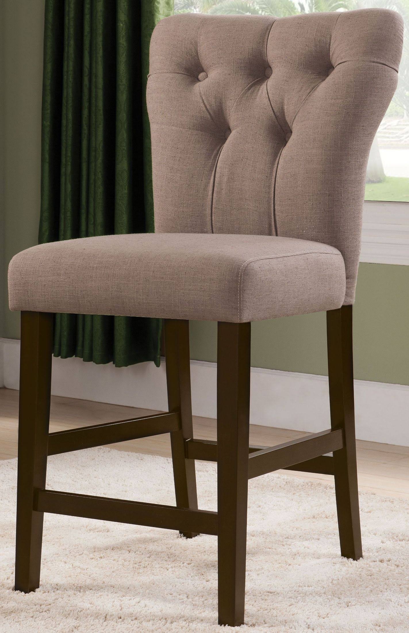 Light Brown Linen Counter Height Chair Set-2 X74475