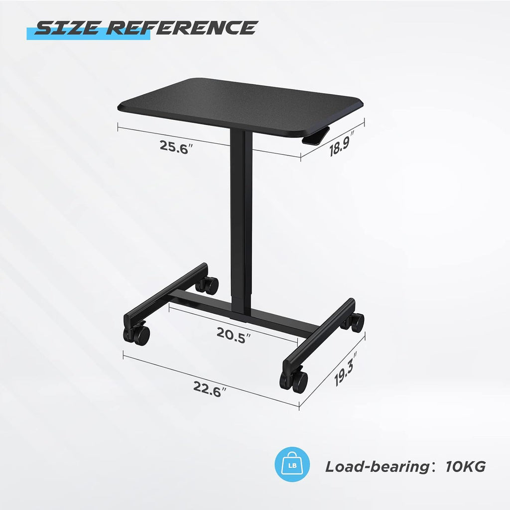Rolling Laptop Desk, Pneumatic Mobile Standing Desk with Locking Casters, Adjustable Height Lectern, Portable Podium B767