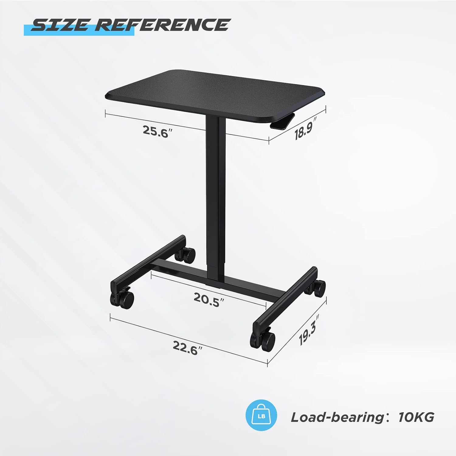 Rolling Laptop Desk, Pneumatic Mobile Standing Desk with Locking Casters, Adjustable Height Lectern, Portable Podium B767