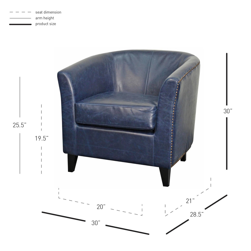 Vintage Blue Bonded Leather Tub Chair W4927