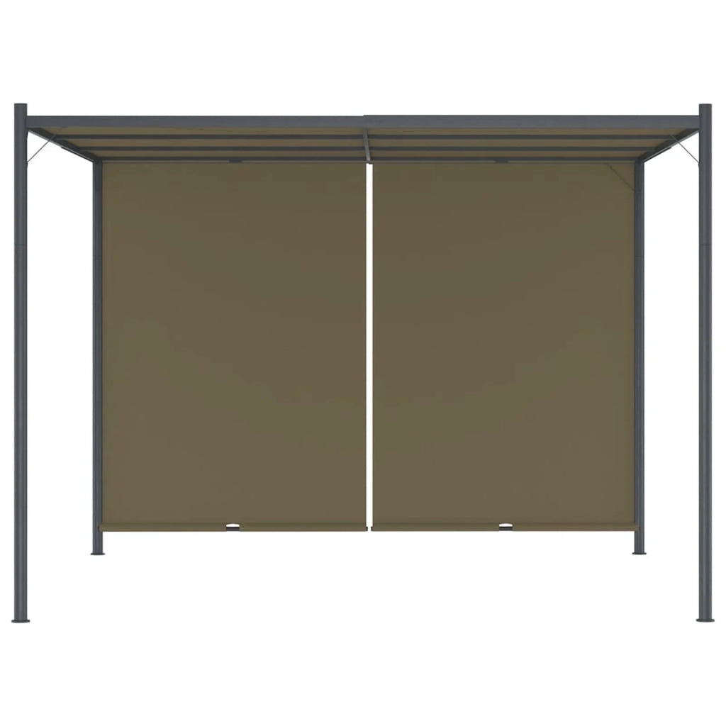 Taupe Steel Frame Garden Pergola with Retractable Roof Canopy Sun Shade Shelter N31190