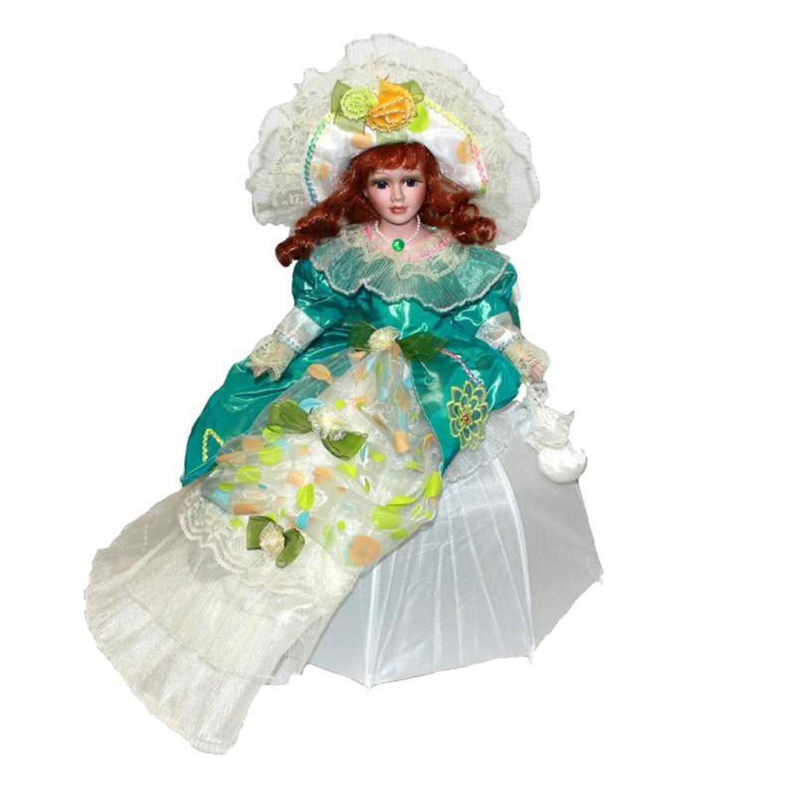45cm Victorian Porcelain Doll with Umbrella Dress & Hat D4042