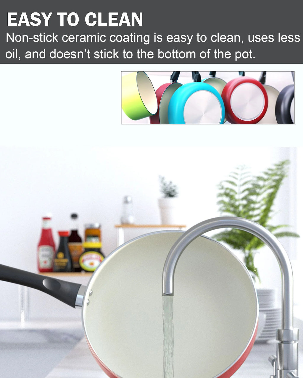10 Piece Nonstick Ceramic Cookware Set with Lids S9976