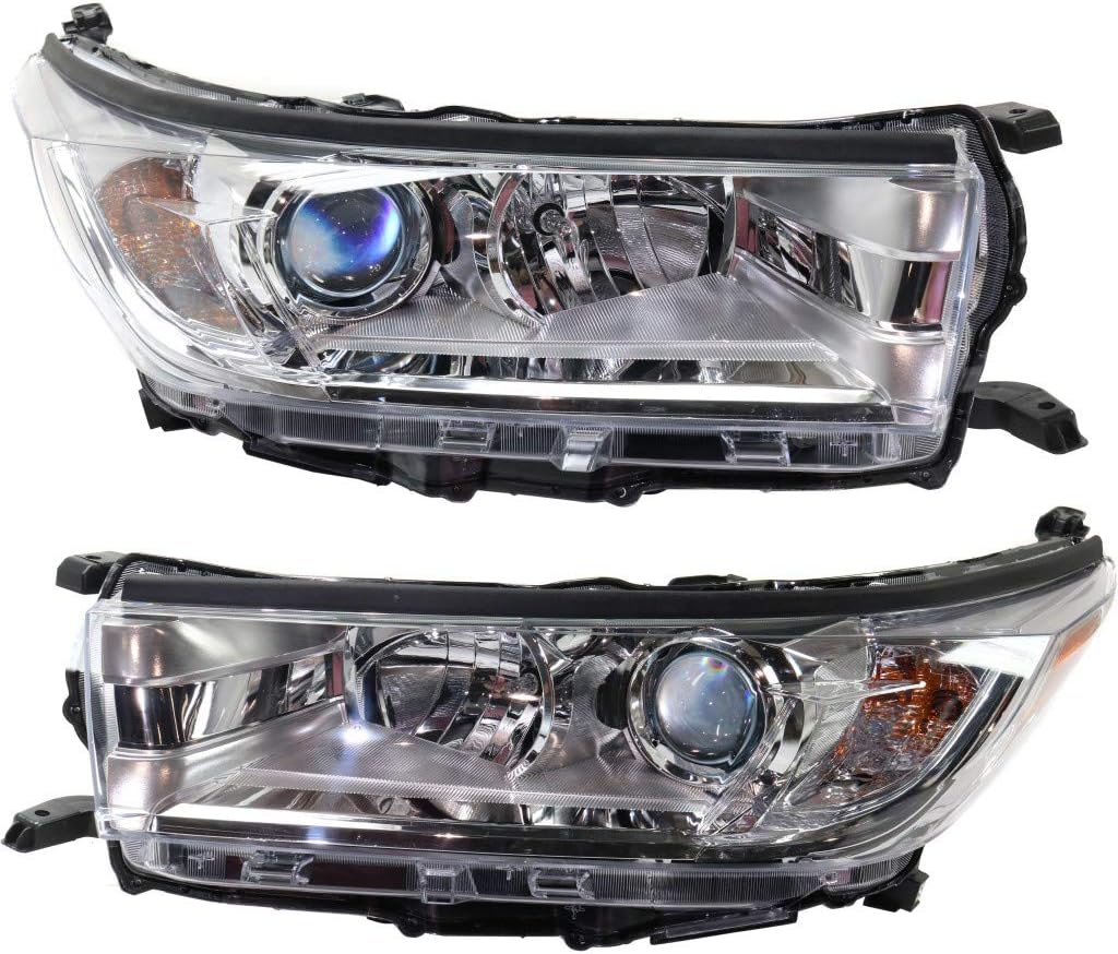 Headlight Assembly Pair Chrome Bezel S40185