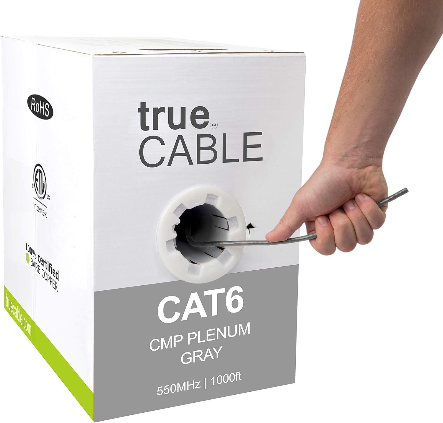 1000ft Black 23AWG 4 Pair Solid Bare Copper Bulk Ethernet Cable C9005