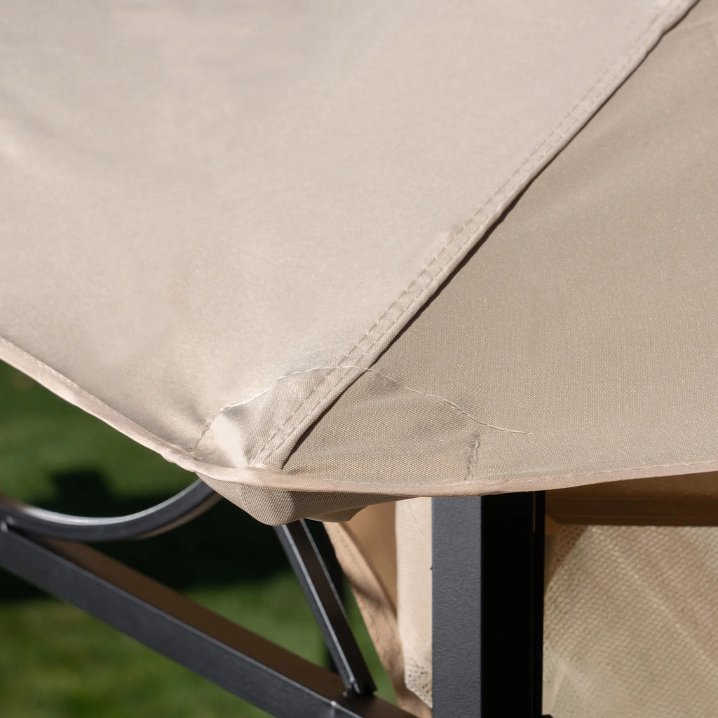 Beige Dark Gray Water Resistant Fabric and Steel Gazebo B85441