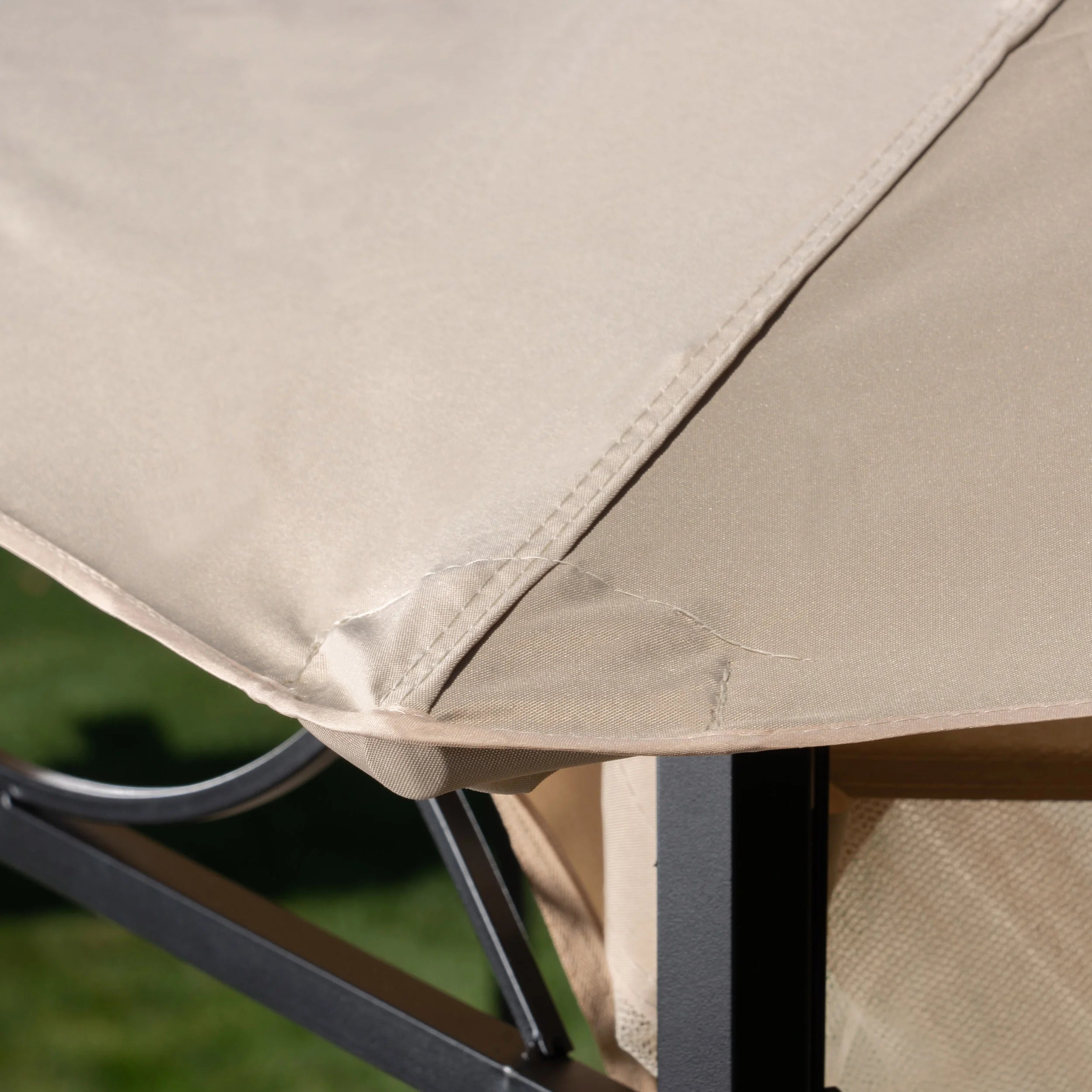 Beige Dark Gray Water Resistant Fabric and Steel Gazebo B85441