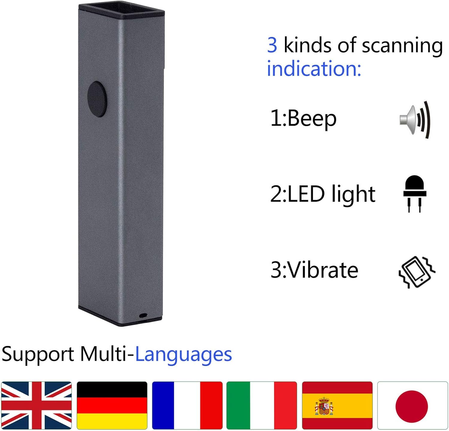 2D QR Wireless Bluetooth Barcode Scanner Portable Handheld 3-in-1 Aluminum Alloy Metal Outer Box Pack of 2 R366