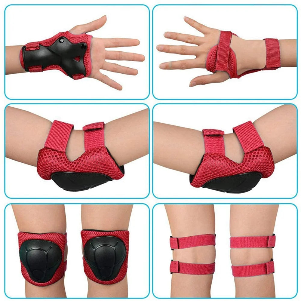 7 Pcs Kids Safety Helmet Knee Elbow Pad Sets E1703