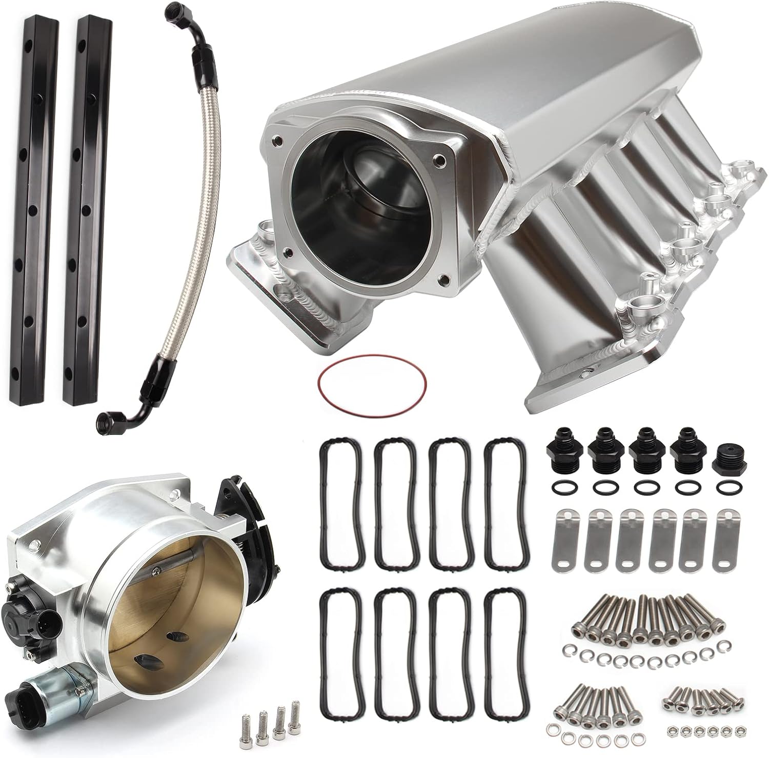 102MM Intake Manifold EFI with Fuel Rails and Throttle Body Black I24642