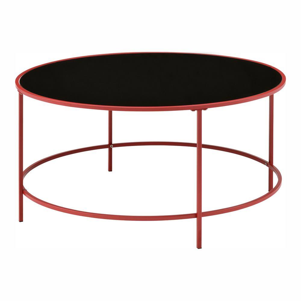 Red Coating Round Glass Top Coffee Table P408