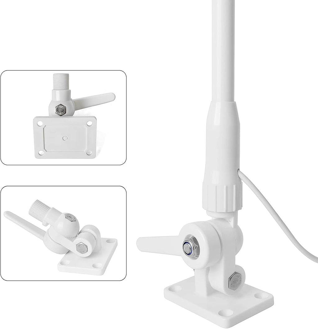 White 43inches 3dBi Marine Boat Fiberglass Antenna with RG58 Cable Pack of 2 U199
