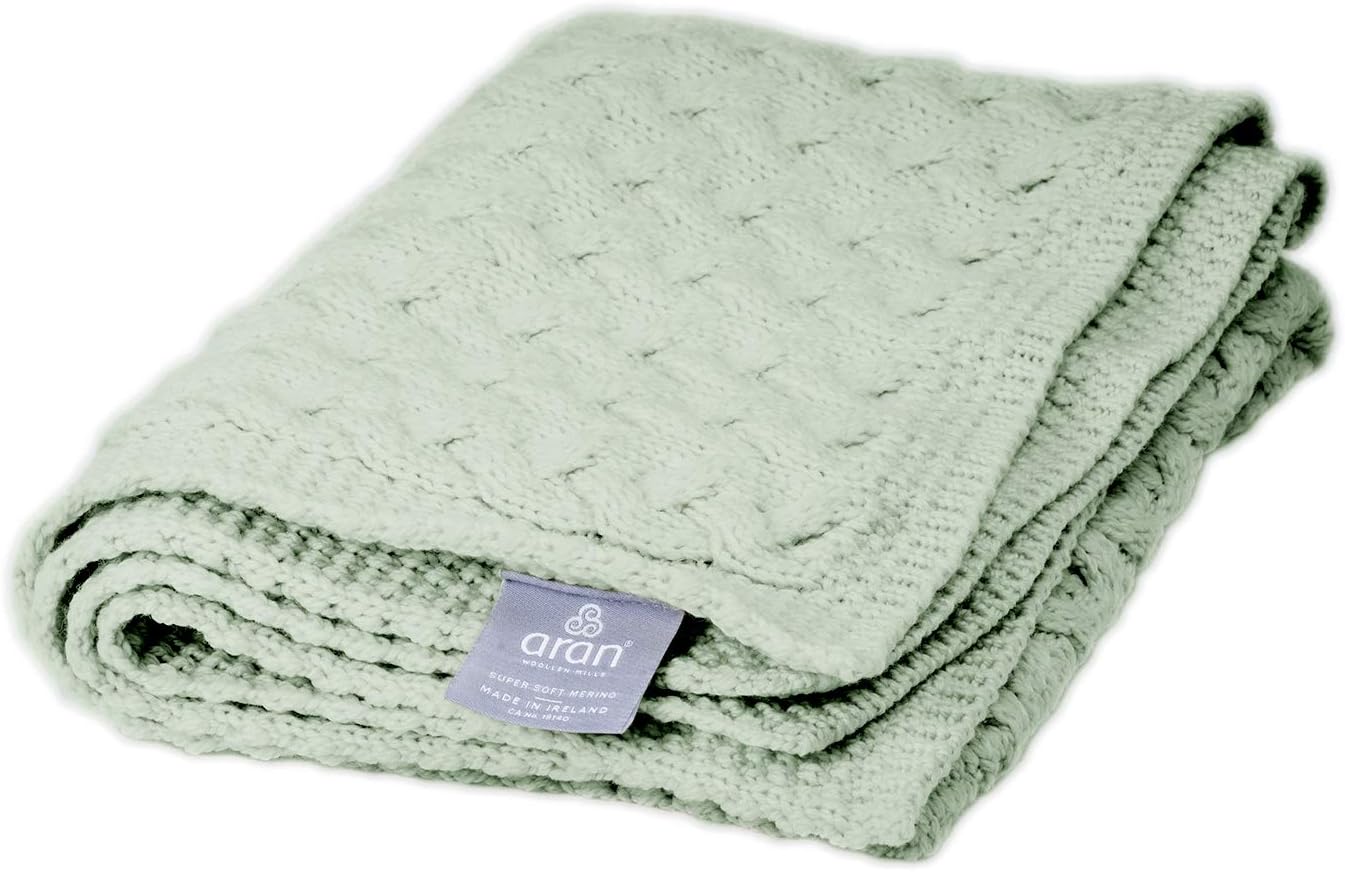 Oatmeal Merino Cable Knit Baby Blanket Throw G457571