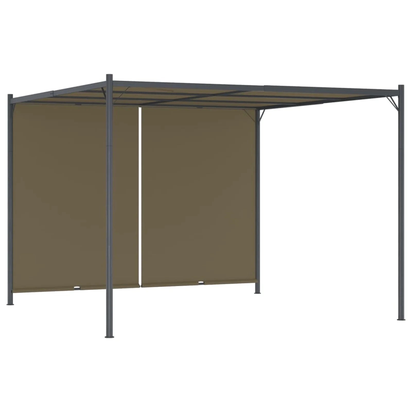 Taupe Steel Frame Garden Pergola with Retractable Roof Canopy Sun Shade Shelter N31190