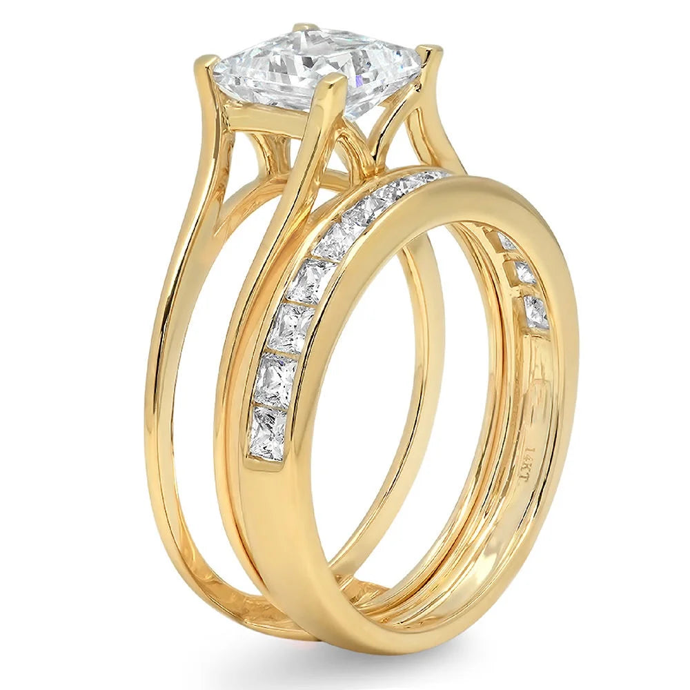 18K Yellow Gold Solitaire Bridal Set SZ 3.5 K4330