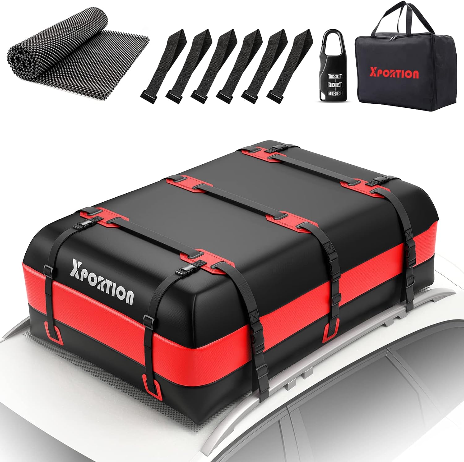Waterproof Rooftop Cargo Carrier Bag, 21 Cubic Feet, with Non-Slip Mats and Straps Z648800