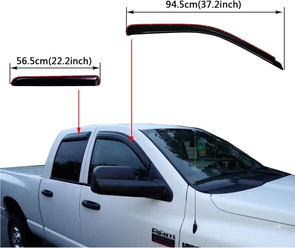 Dark Smoke Shatterproof 4 PCS In-Channel Side Window Visor Deflector Rain Guard A61696