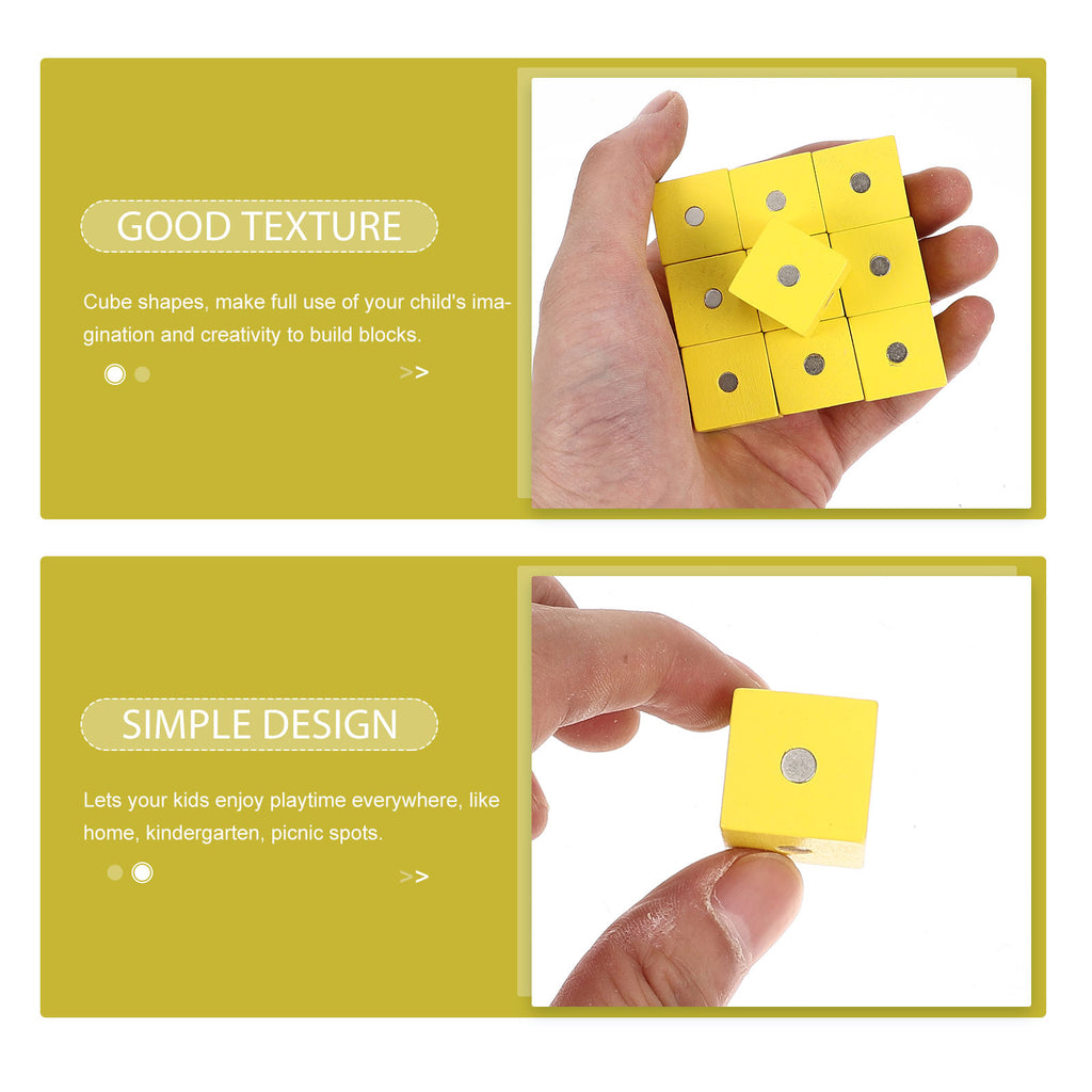 10pcs Square Wood Cube Blocks Magnetic Puzzle Toys L399037