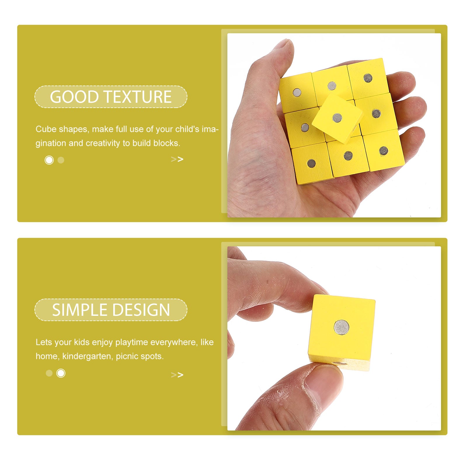 10pcs Square Wood Cube Blocks Magnetic Puzzle Toys L399037