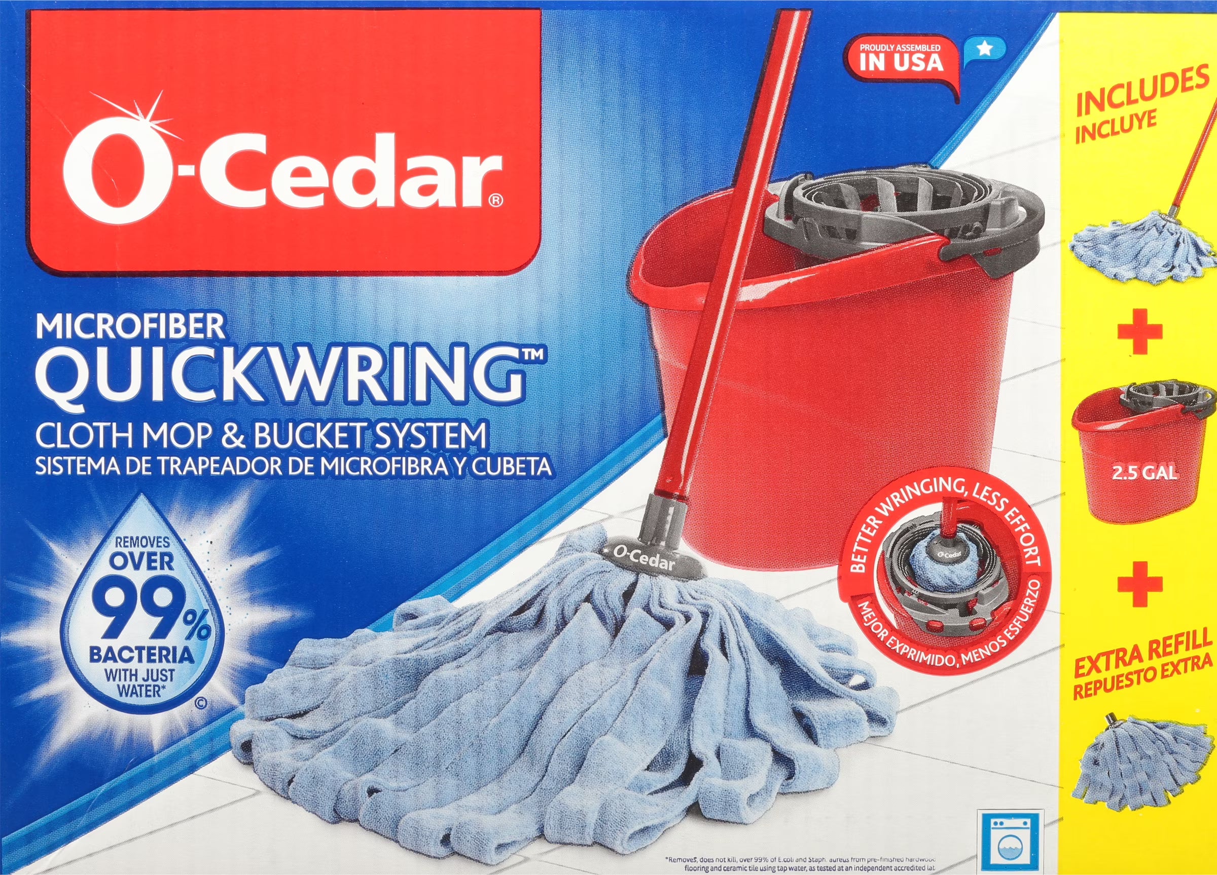 QuickWring Cloth Mop & Bucket System with 1 Extra Refill X651