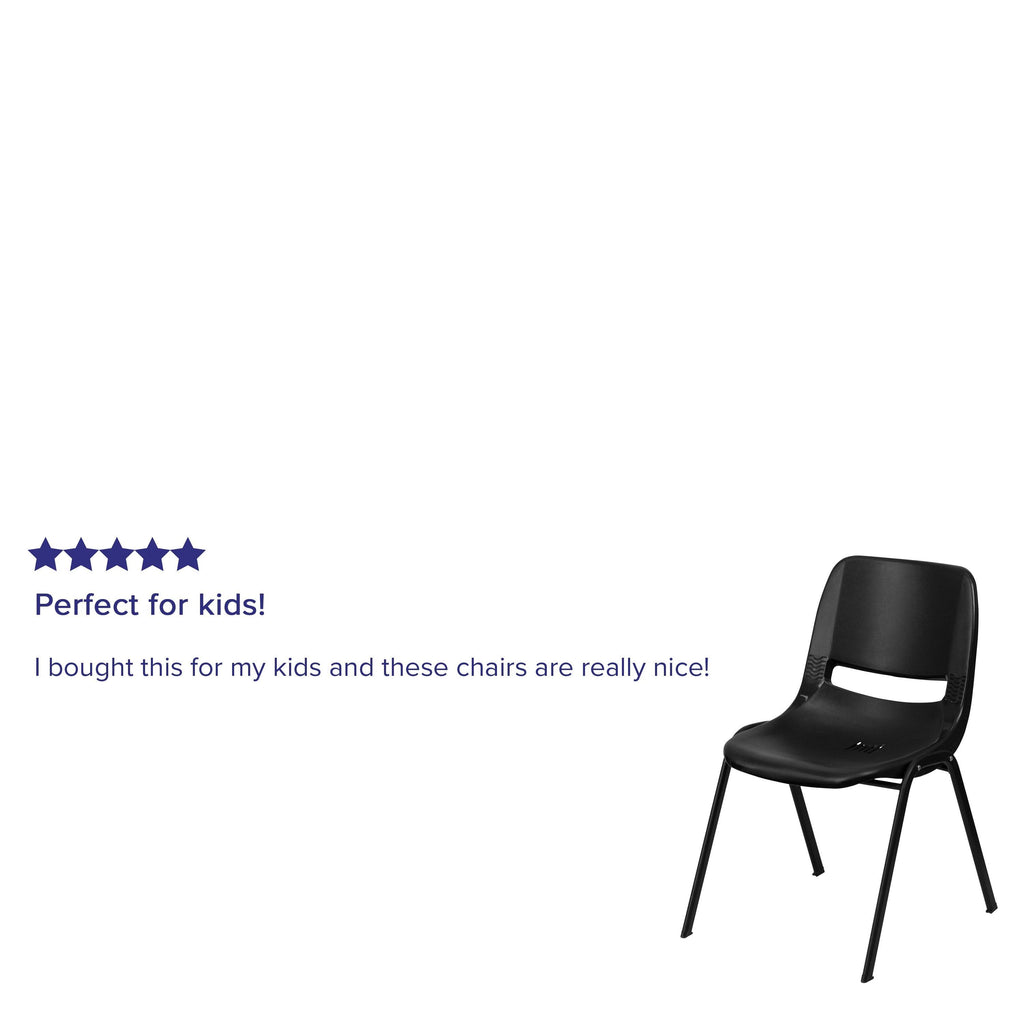 5 Pack Ergonomic Shell Stack Chair Black Plastic/Black Frame L59508