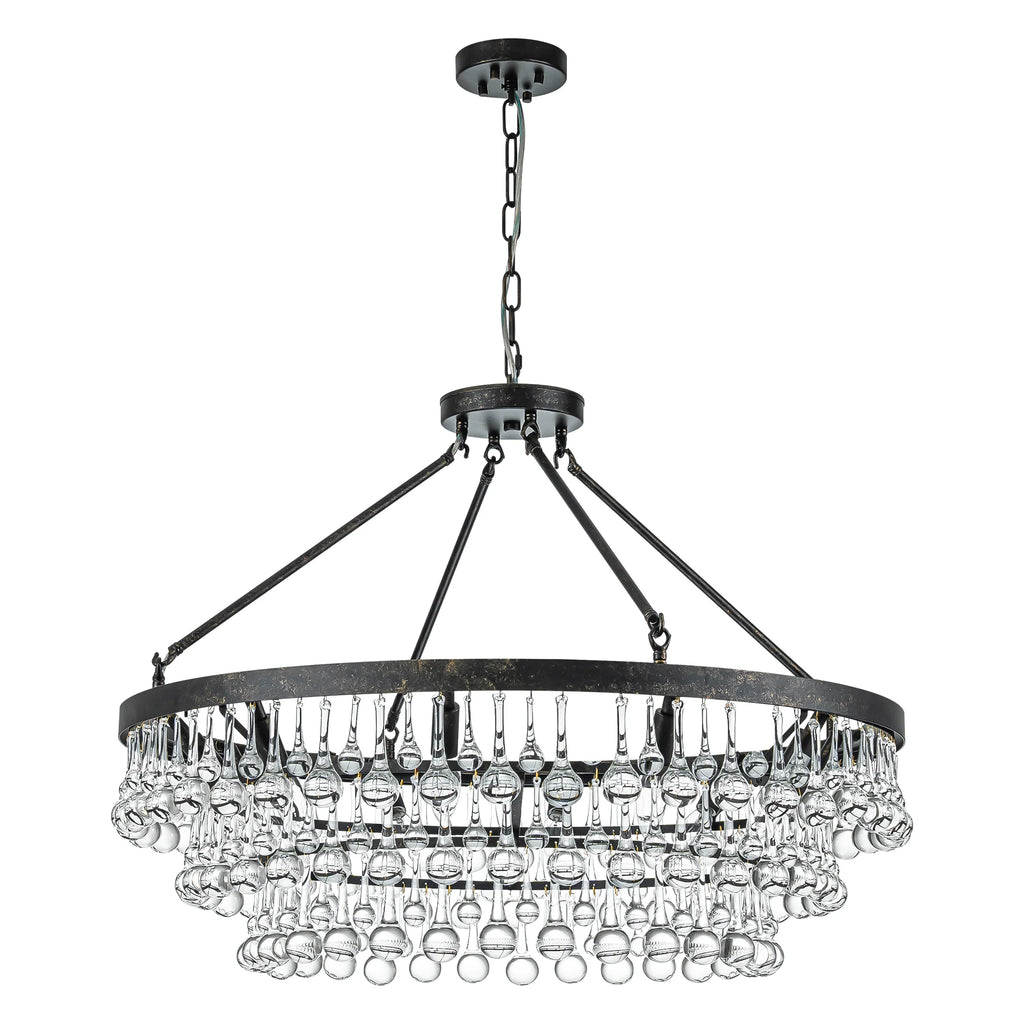 10-Light 3-Tier Drum Crystal Chandelier W1088
