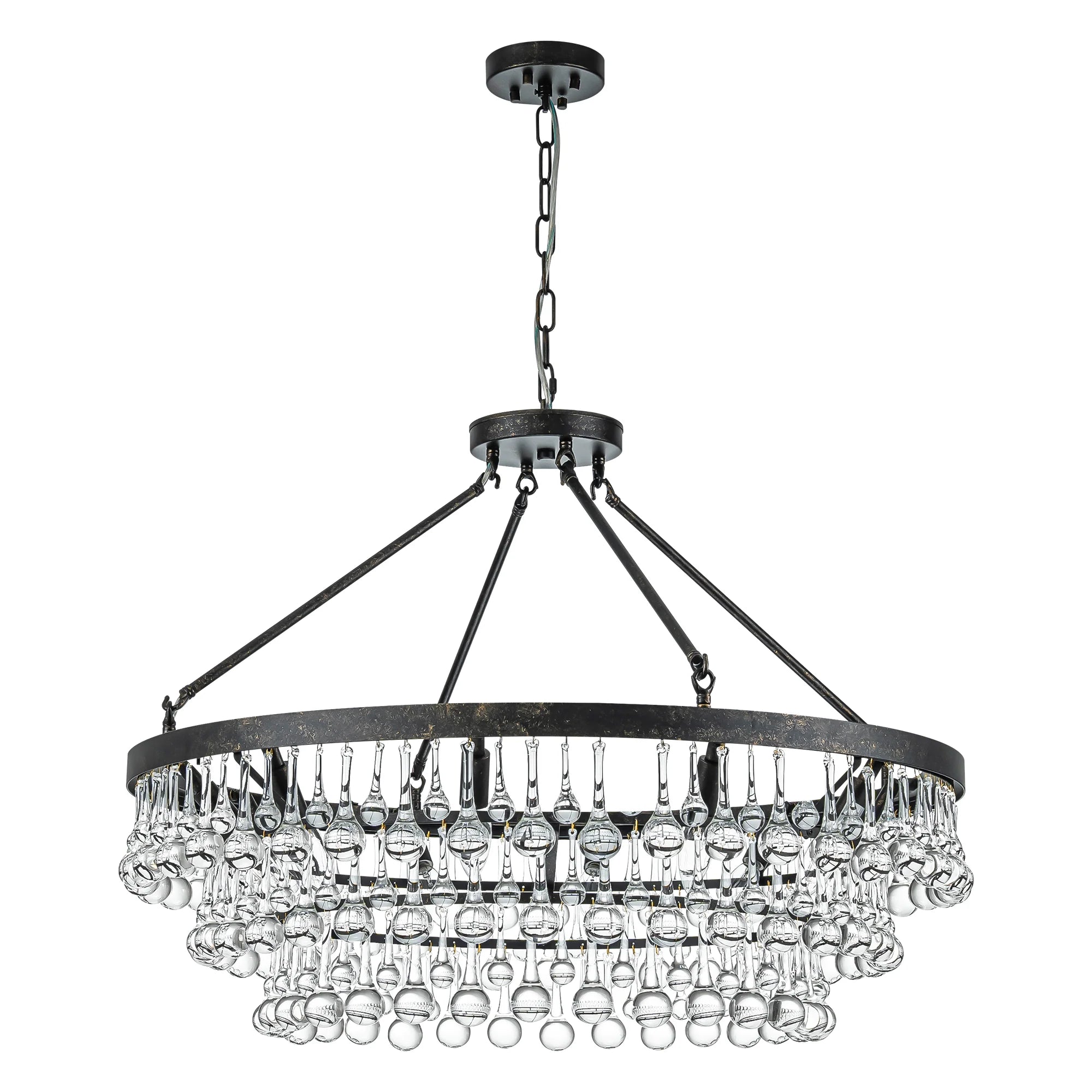 10-Light 3-Tier Drum Crystal Chandelier W1088