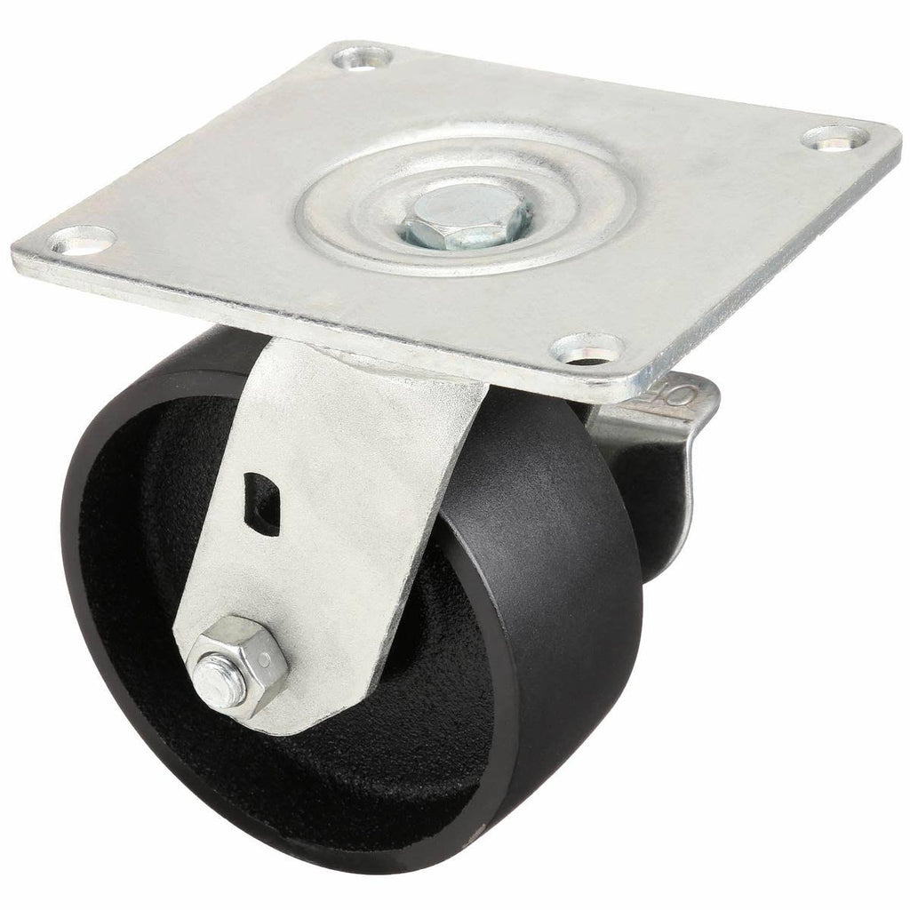 Swivel Plate Caster, Cast Iron, 5 in., 1200 lb. I98031