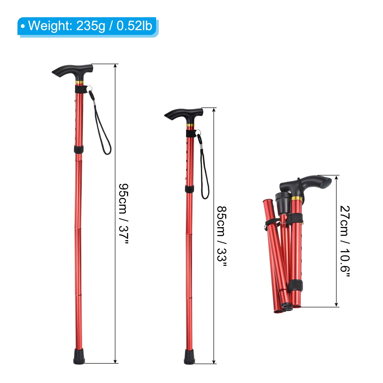 Red Aluminum Alloy Trekking Poles 2 Pack J9131