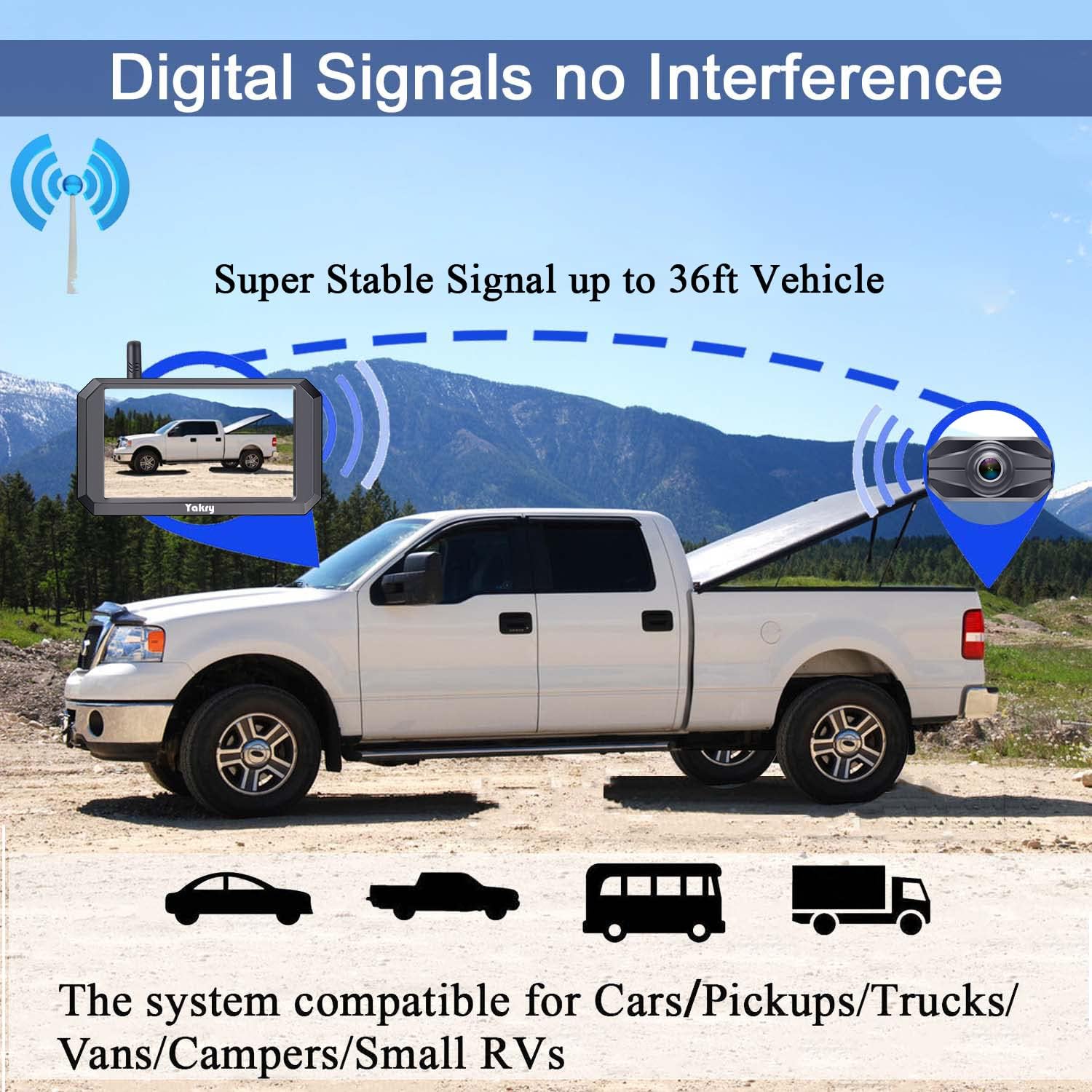 HD 1080P Wireless Backup Camera with 5" Monitor Rear View Camera G617