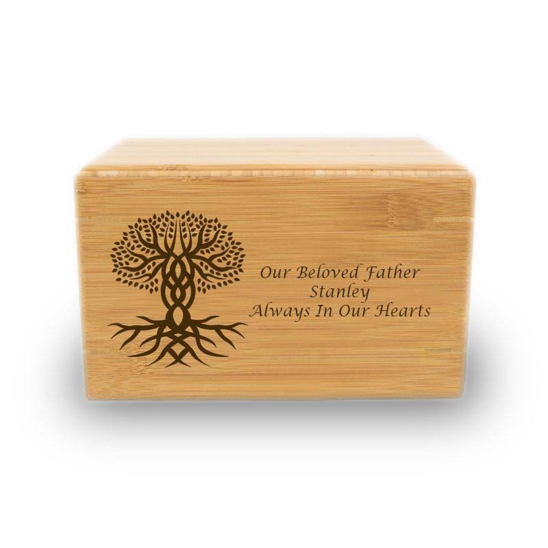 Bamboo Box Cremation Urn Large 200 Pounds Natural Brown Z392