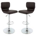 Brown PU Leather Bar Stool Set of 2 Adjustable I1856