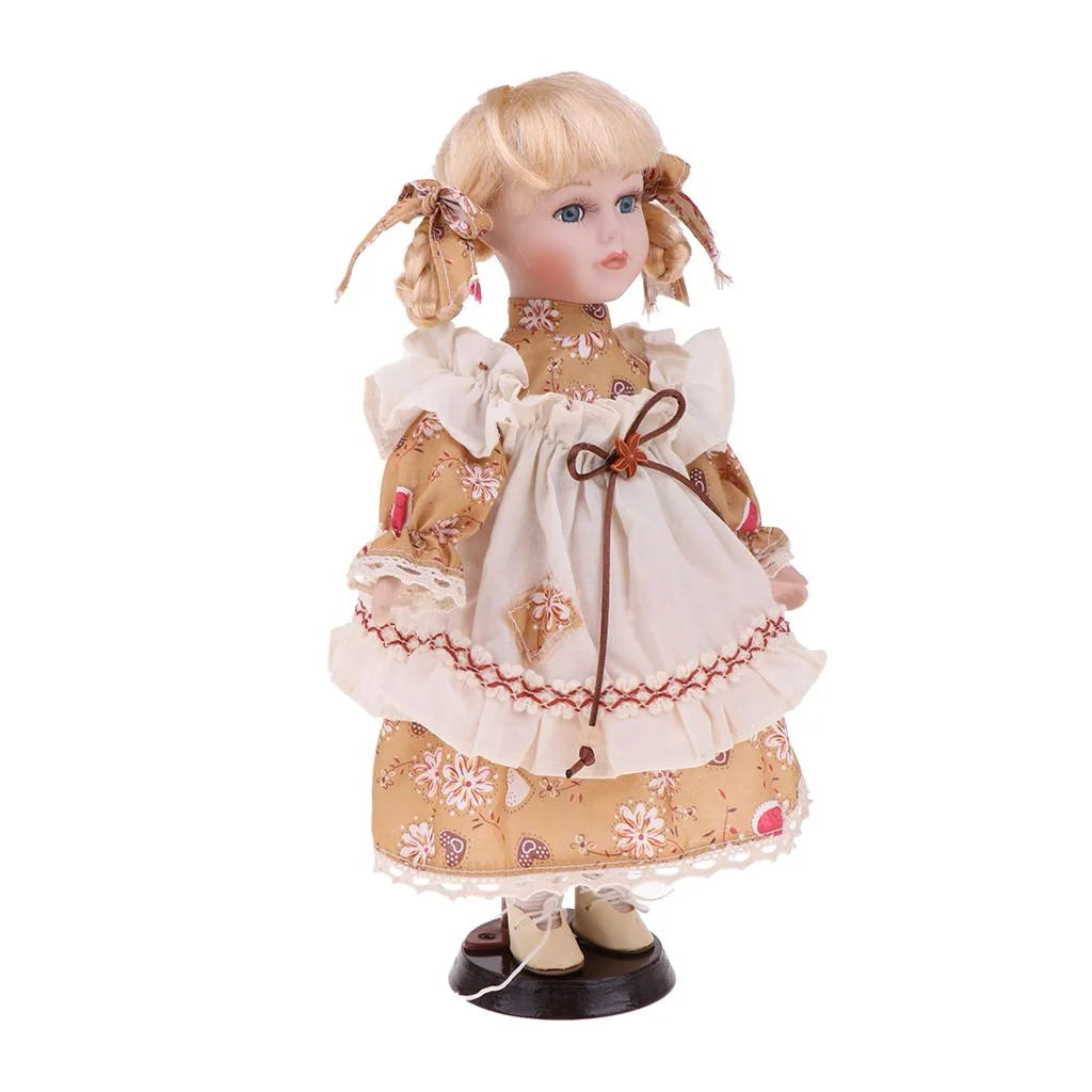 30cm Porcelain Girl Doll with Clothes Yellow J9666