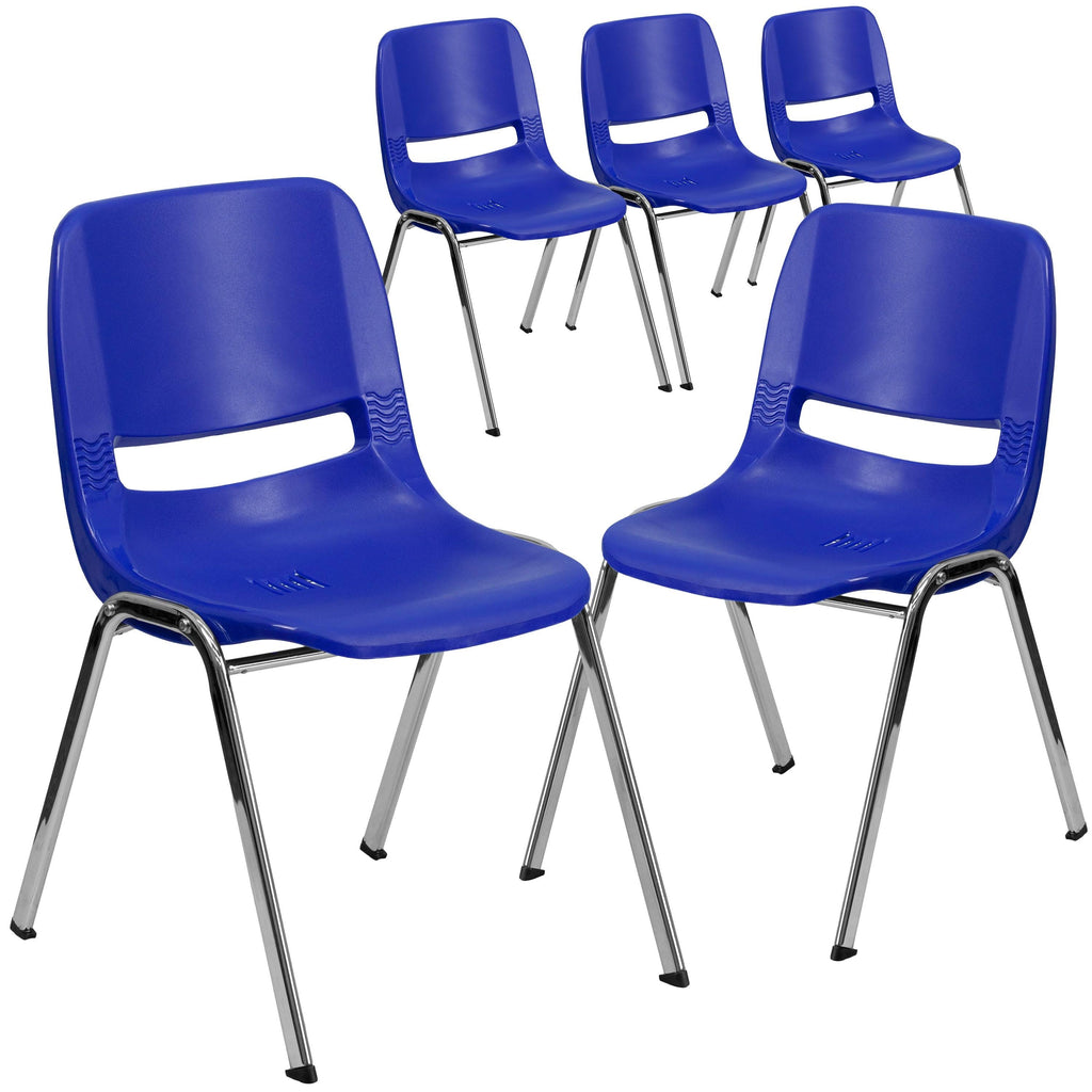 5 Pack Ergonomic Shell Stack Chair Black Plastic/Black Frame L59508
