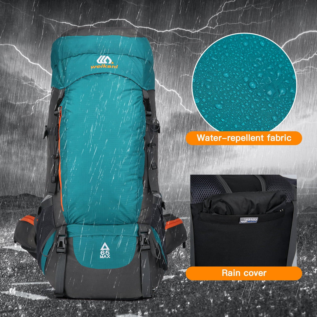 65L Water-resistant Hiking Backpack with Rain Cover F205