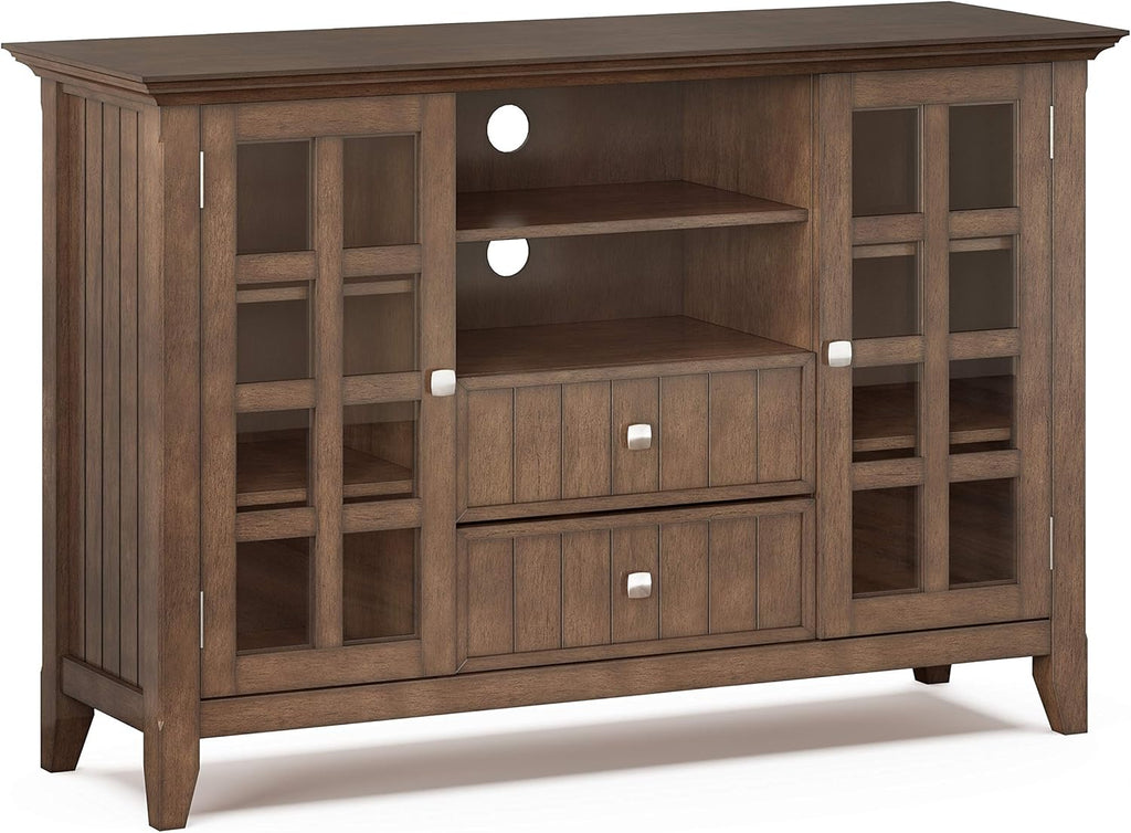 Black Solid Wood TV Media Stand with Storage Shelves and Cabinets V714207