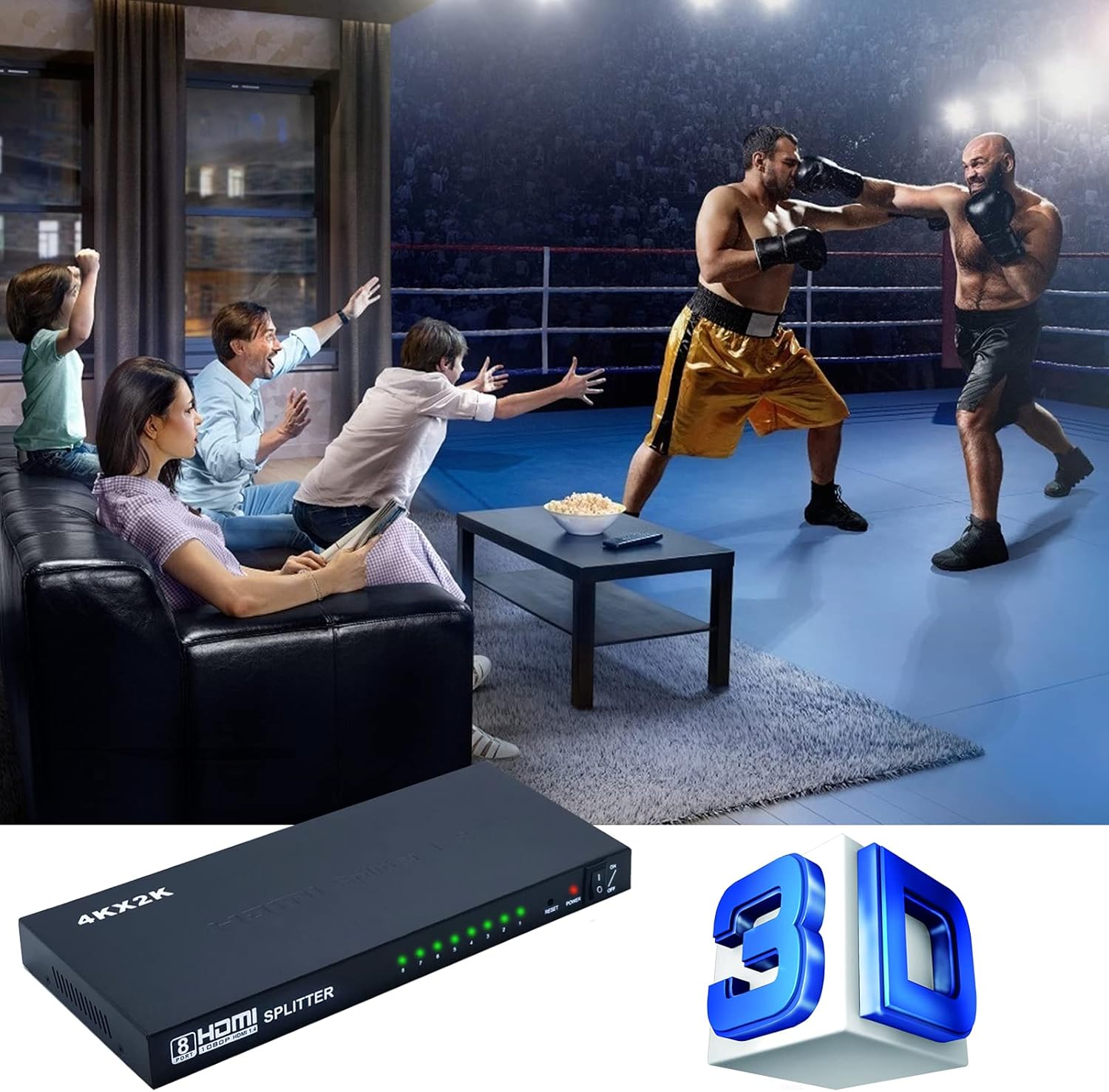 4K@30Hz HDMI Splitter 1 in 8 Out, Pack of 2 C58689