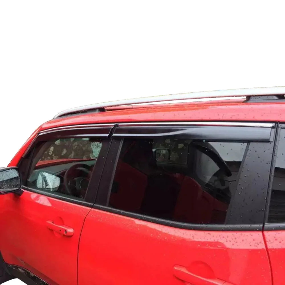 Polycarbonate Window Vent Visor Deflector Rain Guard with Chrome Trim 4Pc M9588