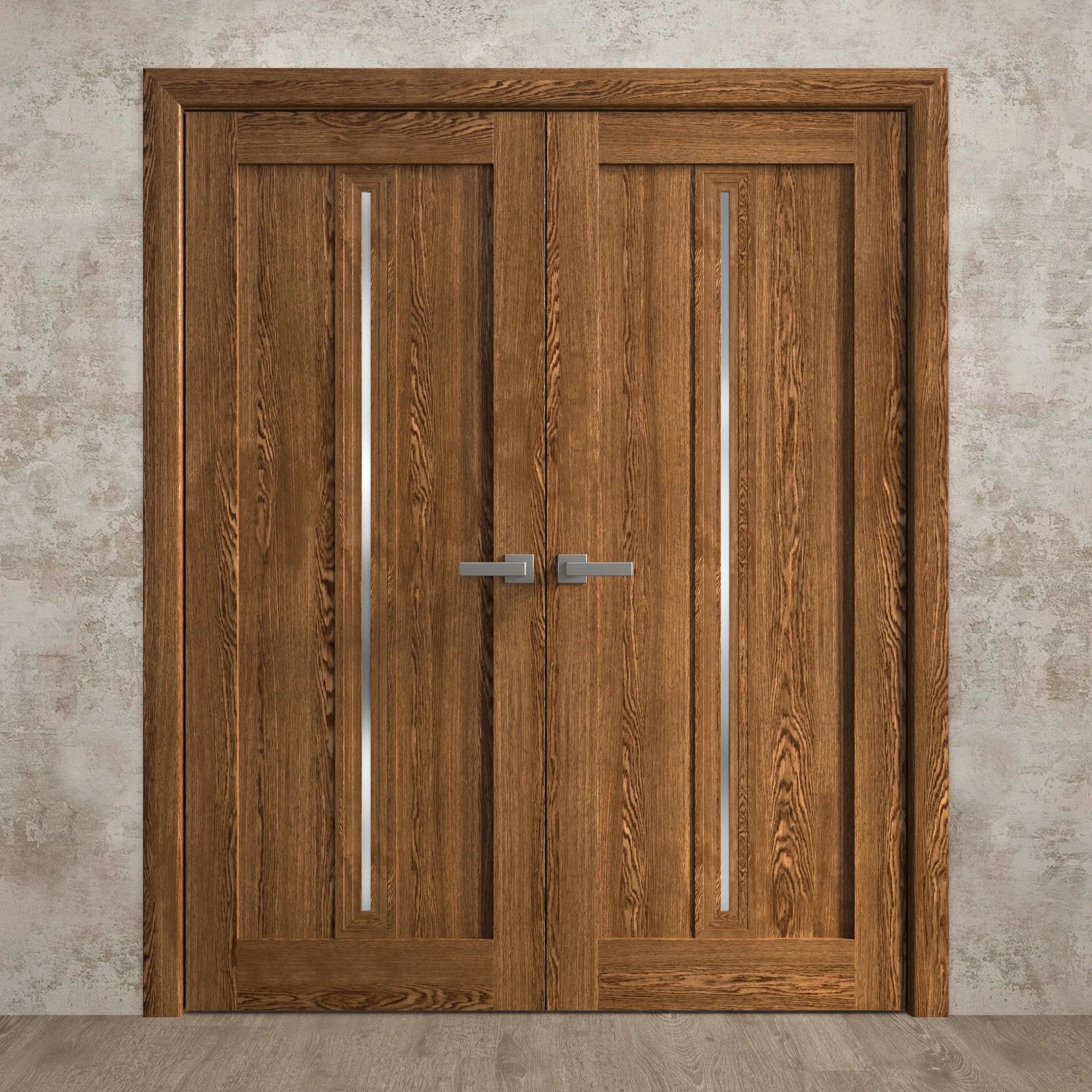 Solid French Double Doors 48 x 84 inches Wood Interior V4032