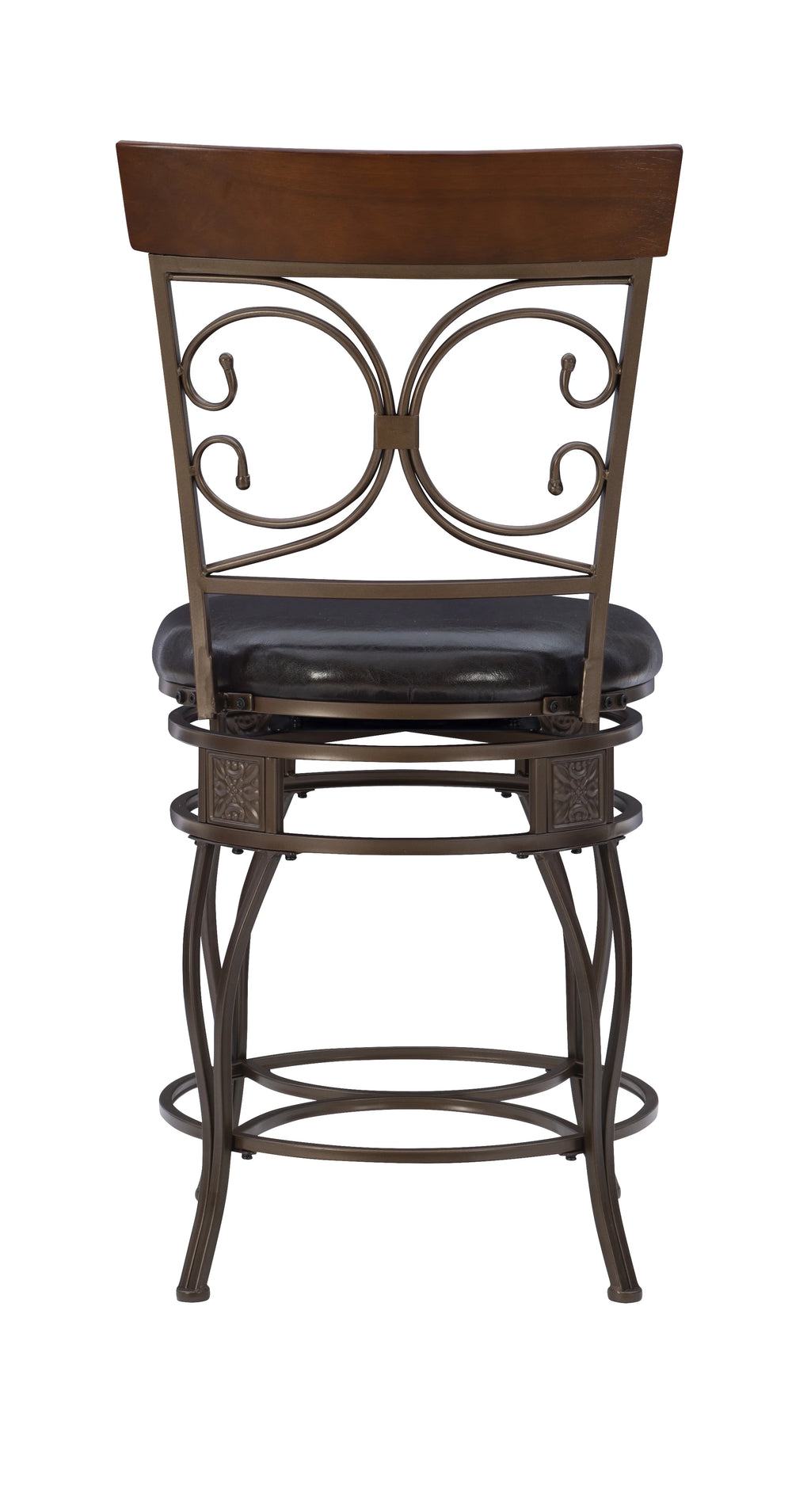 24.75" Metal Counter Stool with Swivel, Dark Bronze Faux Leather O9464
