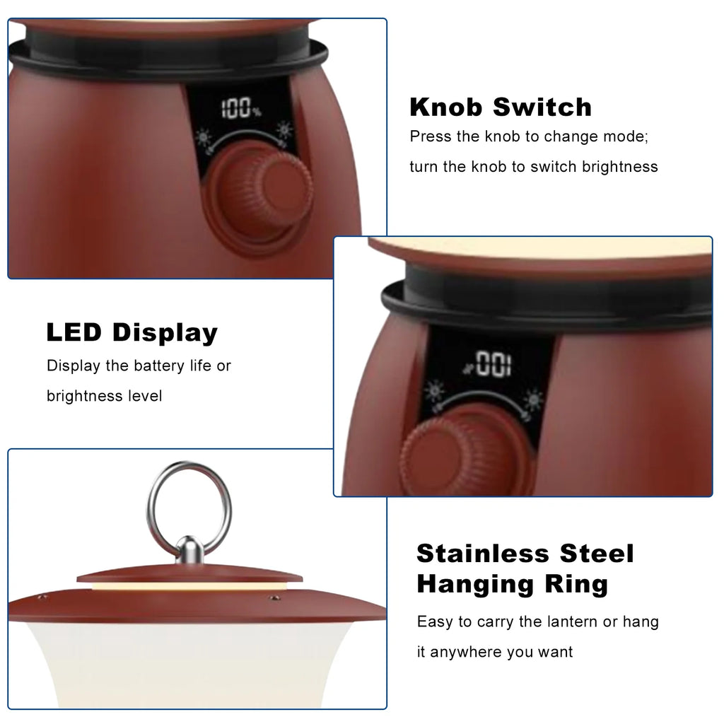 Retro Camping Lantern USB Rechargeable Portable Flashlight T6344