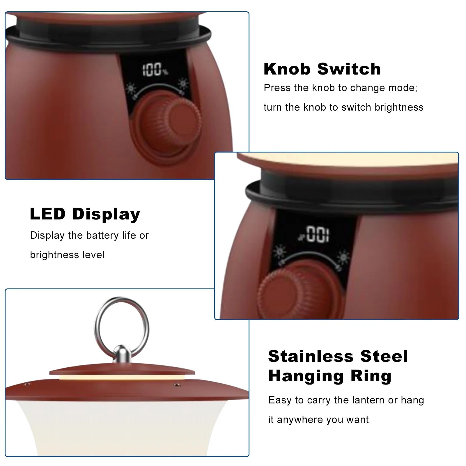 Retro Camping Lantern USB Rechargeable Portable Flashlight T6344