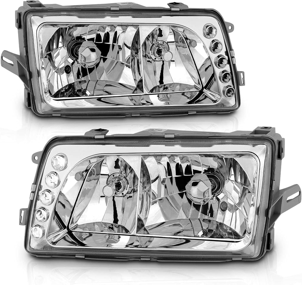 Clear Crystal Chrome Headlights LED Pair Replacement Assembly for 4-Door Sedan K79976