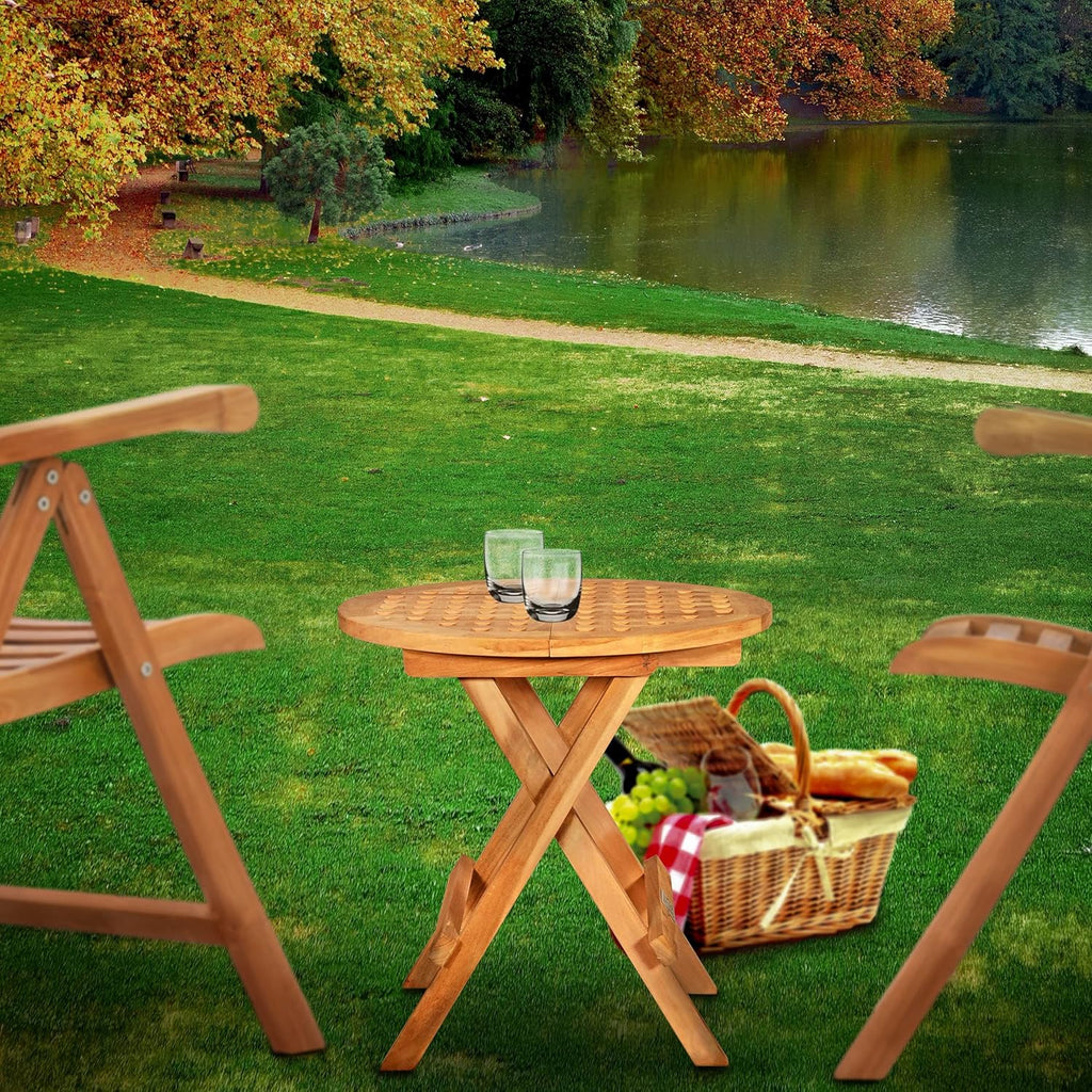 Teak Round Outdoor Folding Picnic Table A3064