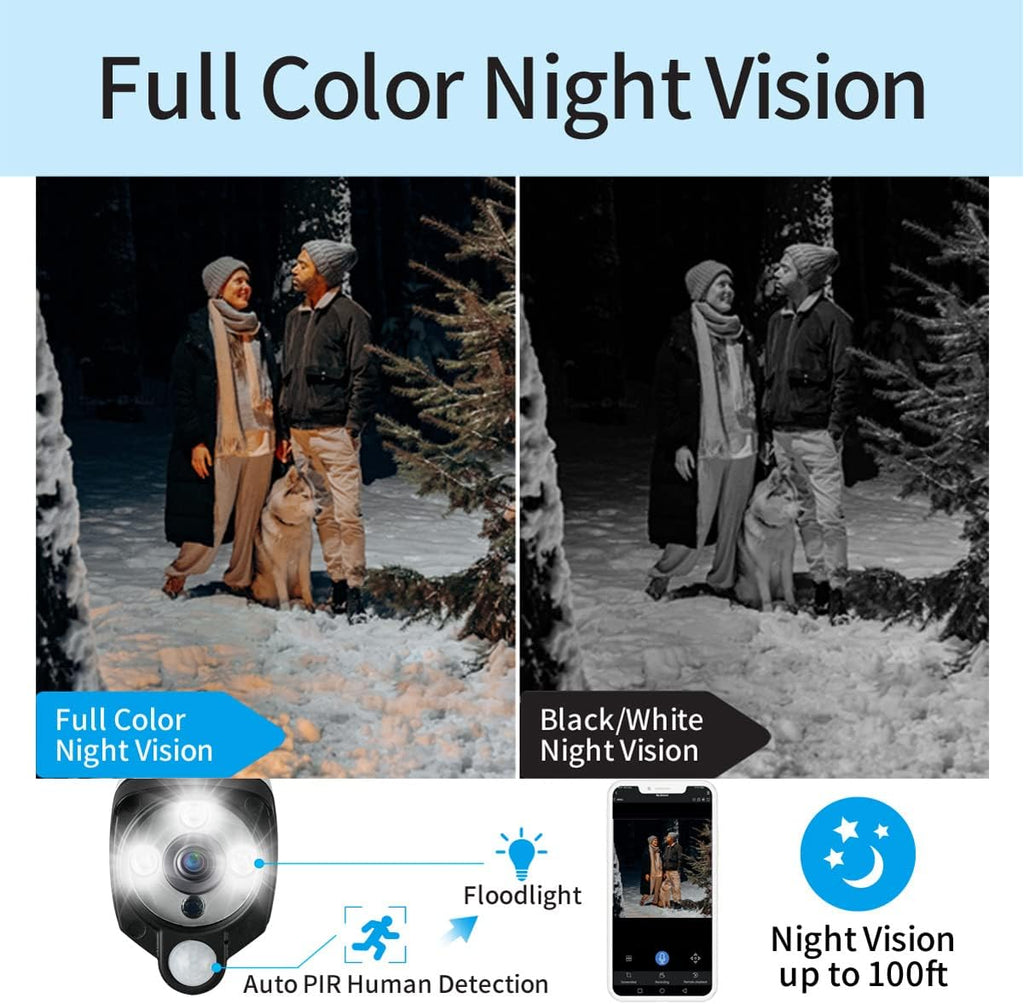 8CH NVR with 1TB HDD and 6PCS 3MP Outdoor Bullet Cameras with PIR Sensor and Floodlight Q199