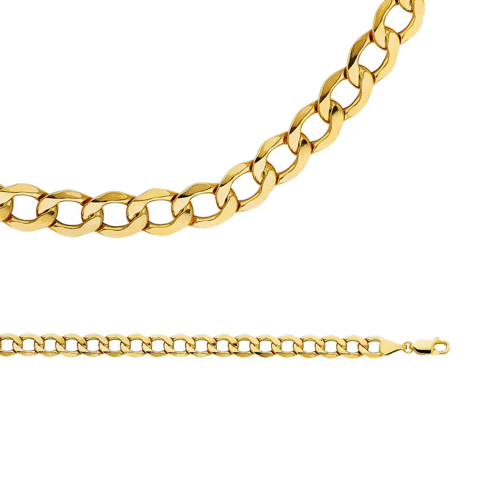 14k Yellow Gold Cuban Necklace Chain, 6.7 mm - 20 inch J479