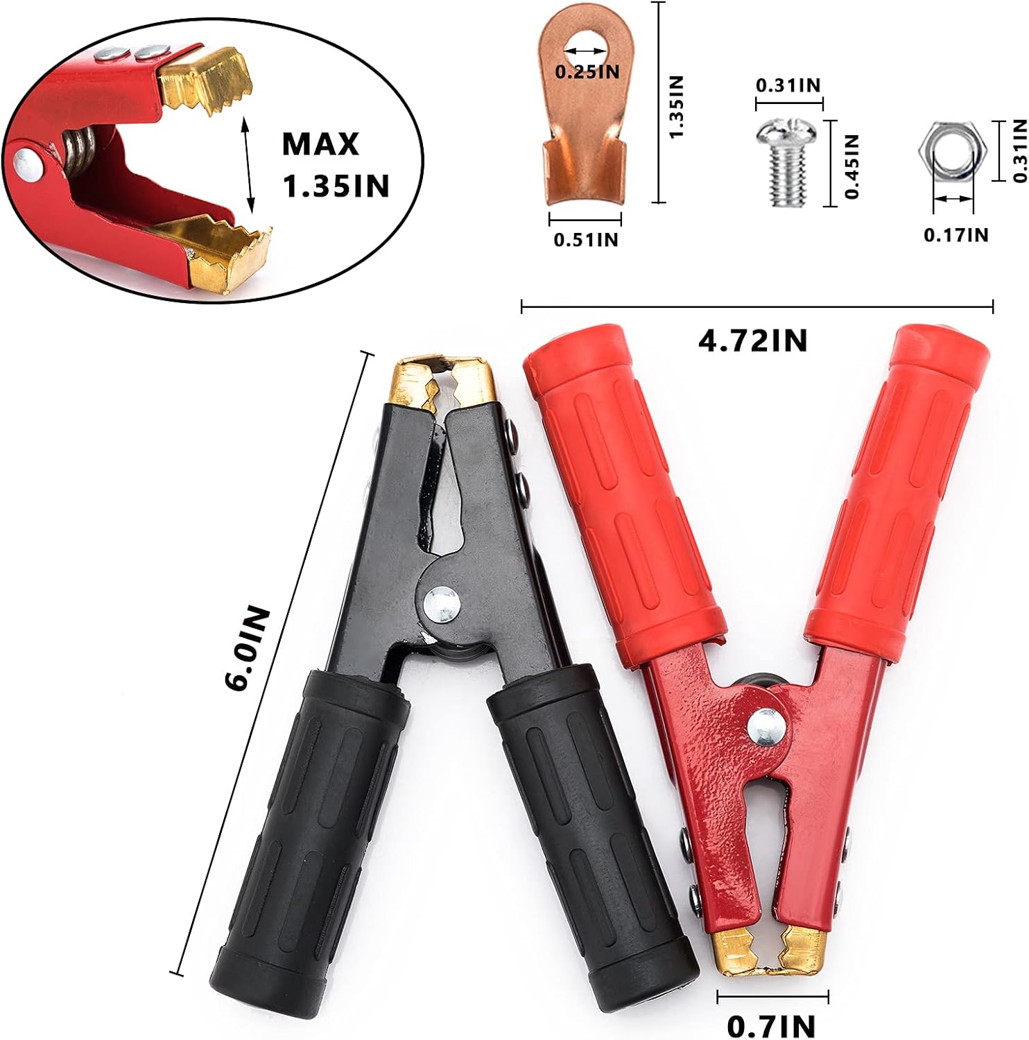 Heavy Duty Pure Copper Jumper Cables Car Battery Charger Clamps (2 PCS) V2833