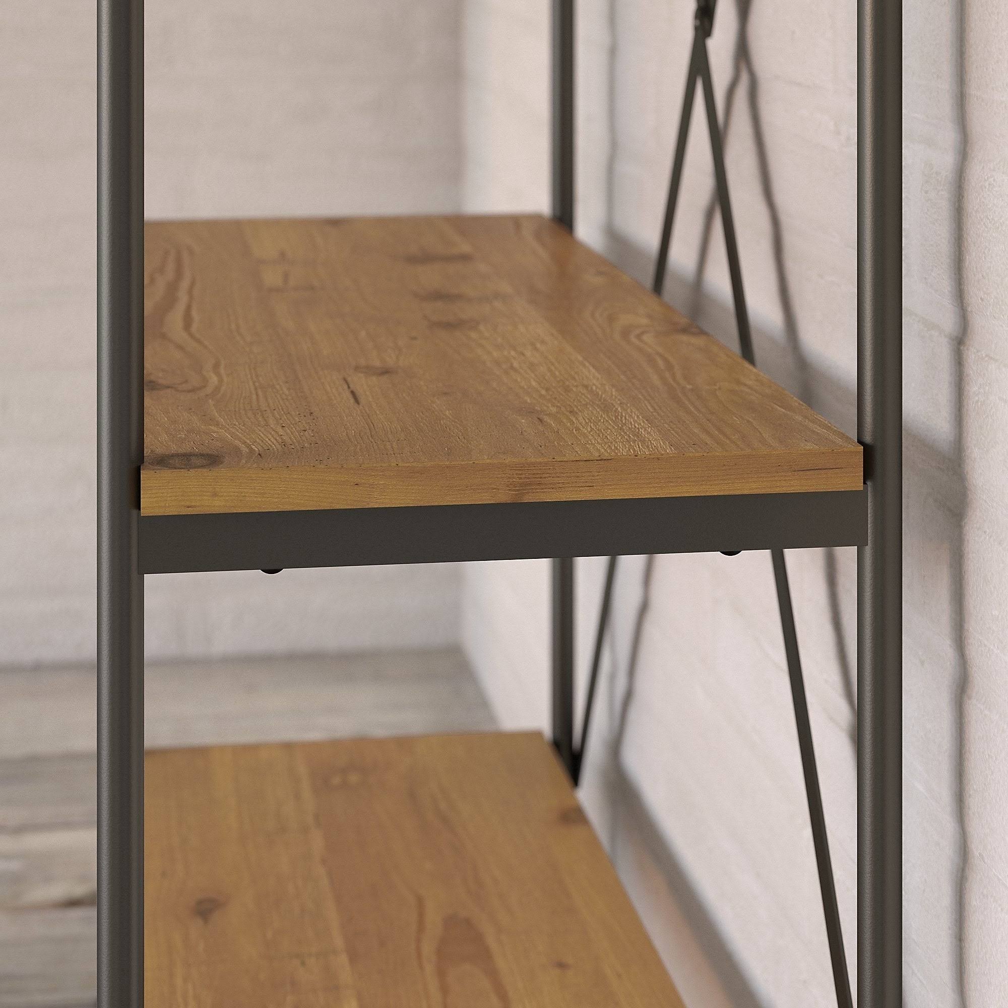 Vintage Golden Pine 5 Shelf Etagere Bookcase W244