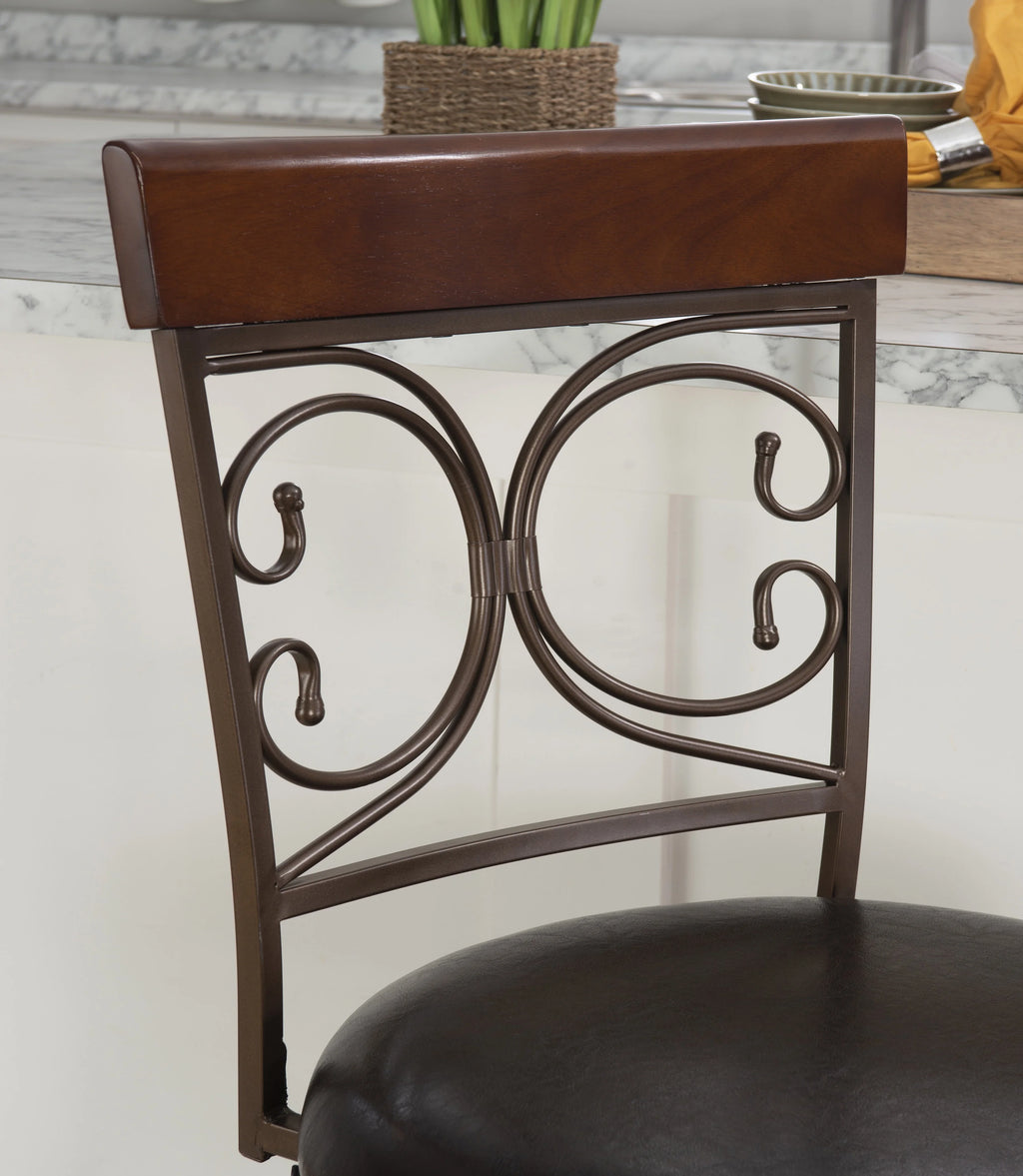 24.75" Metal Counter Stool with Swivel, Dark Bronze Faux Leather O9464